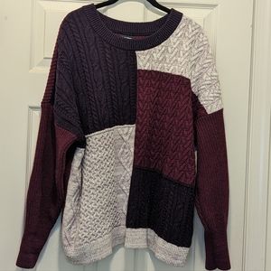 Lands End Color Block Sweater EUC